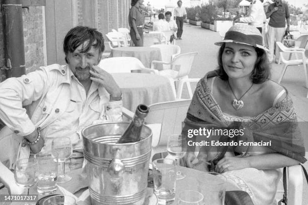 Slovak film director Juraj Jakubisko & Czech actress Eva Jakoubkova during the Venice Film Festival, Venice, Italy, September 2, 1983. They were...