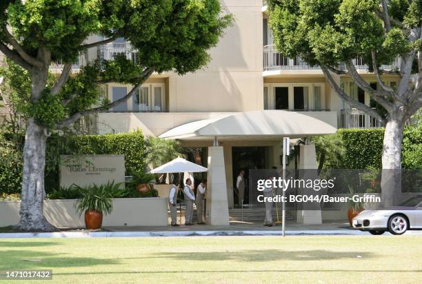Exterior view of Raffles L'Ermitage Hotel is seen on July 27, 2006 in Los Angeles, California.