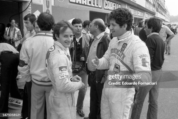 Canadian Formula One driver Gilles Villeneuve and South African driver Jody Scheckter during the Italian Grand Prix, Imola, Italy, September 14, 1979.