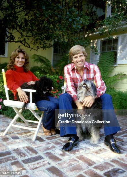 Actress Mary Ann Mobley and her husband actor Gary Collins , pose for a portrait at their home in Los Angeles, California, circa 1980.