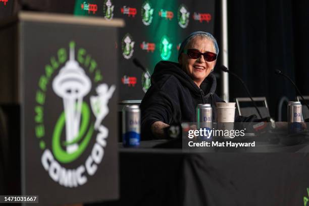Lori Petty speaks onstage during Emerald City Comic Con at the Seattle Convention Center on March 03, 2023 in Seattle, Washington.
