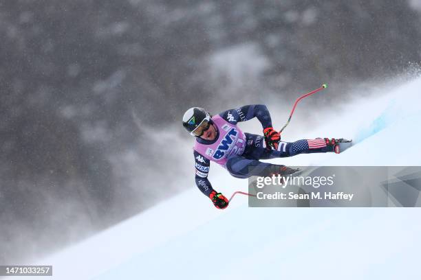 Jared Goldberg of Team United States competes during the Audi FIS Alpine Ski World Cup Men's Downhill on March 03, 2023 in Aspen, Colorado.