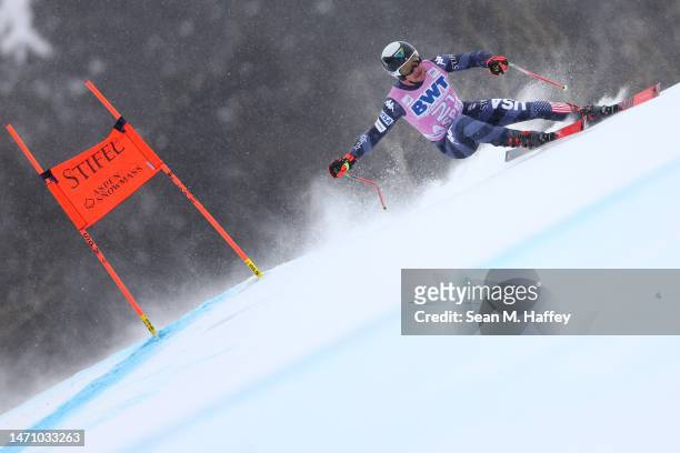 Jared Goldberg of Team United States competes during the Audi FIS Alpine Ski World Cup Men's Downhill on March 03, 2023 in Aspen, Colorado.