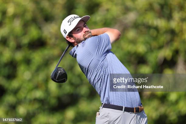 Cameron Young of the United States plays his shot from the ninth tee during the second round of the Arnold Palmer Invitational presented by...