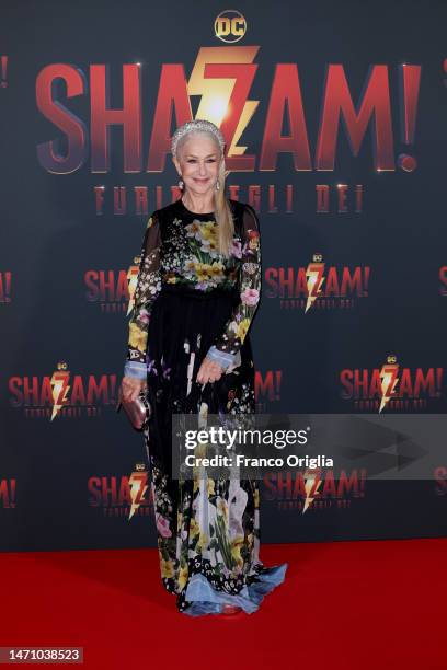 Helen Mirren attends the premiere for "Shazam! Fury Of The Gods" at The Space Cinema Moderno on March 03, 2023 in Rome, Italy.