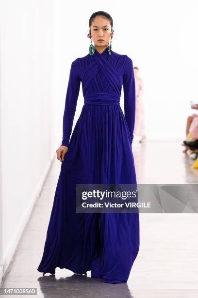 Model walks the runway during the Giambattista Valli Ready to Wear Fall/Winter 2023-2024 fashion show as part of the Paris Fashion Week on March 3,...