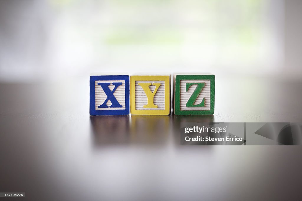 Child's XYZ alphabet blocks