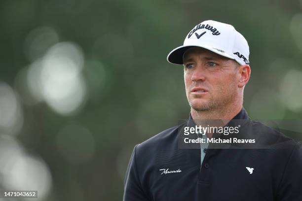 Alex Noren of Sweden looks on as he walks off the 11th tee during the second round of the Arnold Palmer Invitational presented by Mastercard at...