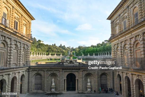 pitti palace and boboli gardens - boboli gardens stock pictures, royalty-free photos & images