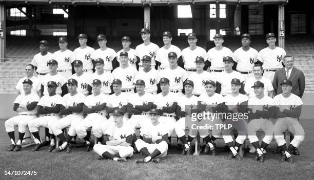 The New York Yankees pose for a group portrait at Yankee Stadium in the Bronx, New York, September 5, 1963. Rear row : Hector Lopez, Bill Stafford,...