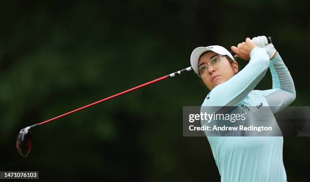 Marina Alex of The United States tees off on the eleventh hole during Day Three of the HSBC Women's World Championship at Sentosa Golf Club on March...