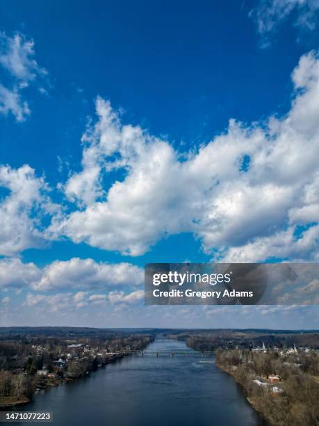 delaware river near new hope pennsylvania in the winter - new hope stock pictures, royalty-free photos & images