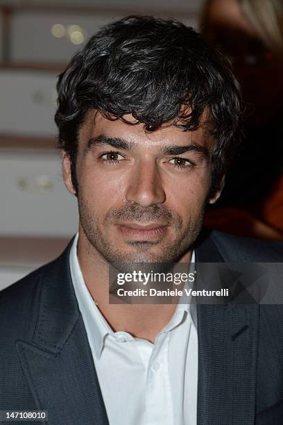 Luca Argentero attends the Gucci show as part of Milan Fashion Week Menswear Spring/Summer 2013 on June 25, 2012 in Milan, Italy.