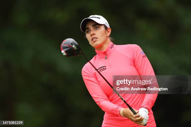 Maria Fassi of Mexico tees off on the eleventh hole during Day Three of the HSBC Women's World Championship at Sentosa Golf Club on March 04, 2023 in...