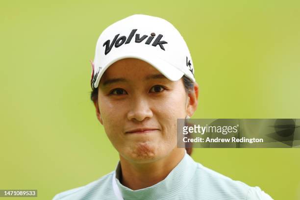 Chella Choi of South Korea smiles on the eighth hole during Day Three of the HSBC Women's World Championship at Sentosa Golf Club on March 04, 2023...