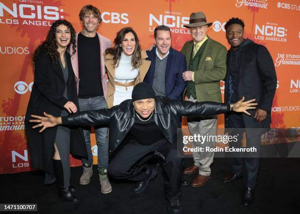 Medalion Rahimi, Eric Christian Olsen, Daniela Ruah, LL Cool J, Chris O'Donnell, Gerald McRaney, and Caleb Castille attend the CBS' "NCIS: Los...