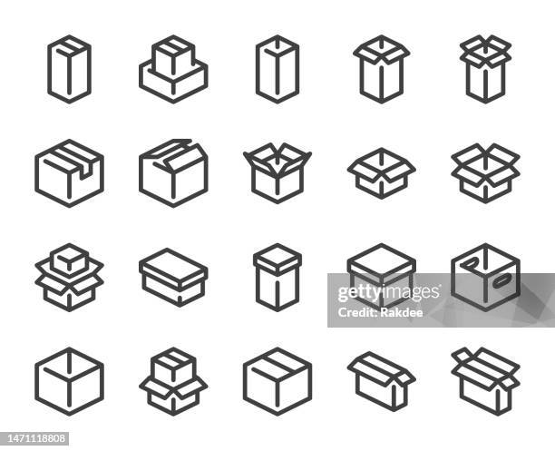 box - bold line icons - parcel locker stock illustrations