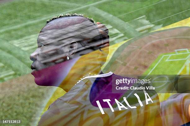 Mario Balotelli of Italy during a training session at Marshal Józef Pilsudski Stadium on June 25, 2012 in Krakow, Poland.