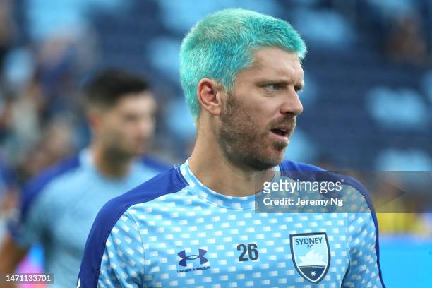 Luke Brattan of Sydney FC looks on prior to the round 19 A-League Men's match between Sydney FC and Melbourne Victory at Allianz Stadium, on March 04...