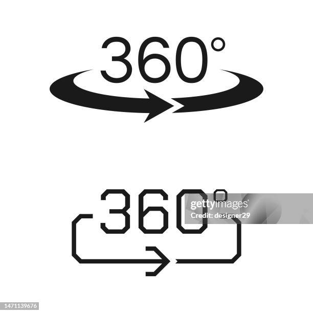 stockillustraties, clipart, cartoons en iconen met 360 degrees icon set. - 3d button