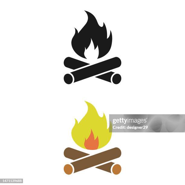 ilustrações de stock, clip art, desenhos animados e ícones de campfire icon flat design. - fogueira