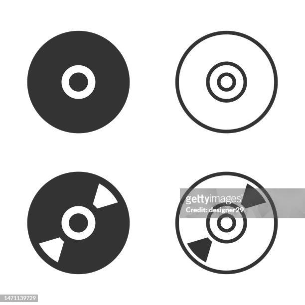 cd, dvd and blu-ray disc icon set. - blu stock illustrations