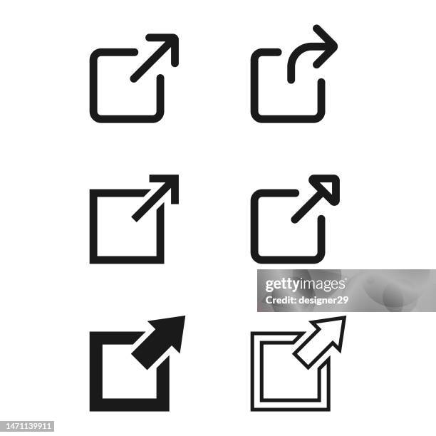 external link icon set. - open in new window icon stock illustrations