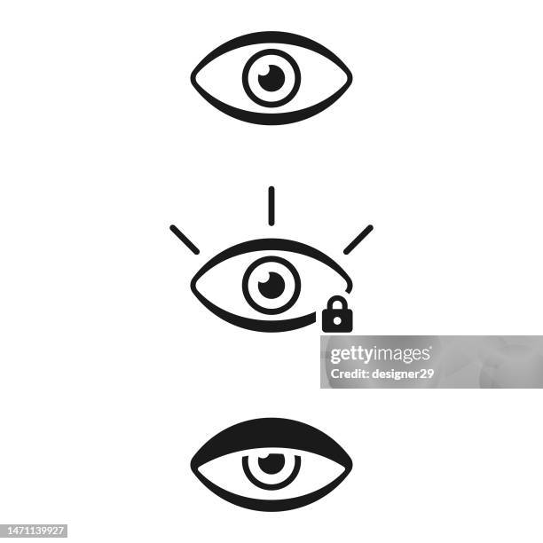 eye icon set. - security sleeping stock illustrations