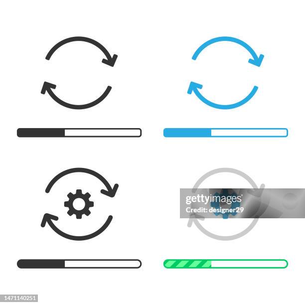 illustrazioni stock, clip art, cartoni animati e icone di tendenza di aggiorna il design vettoriale del set di icone su sfondo bianco. - sistema operativo