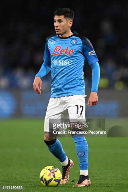 Mathias Olivera of SSC Napoli during the Serie A match between SSC Napoli and SS Lazio at Stadio Diego Armando Maradona on March 03, 2023 in Naples,...