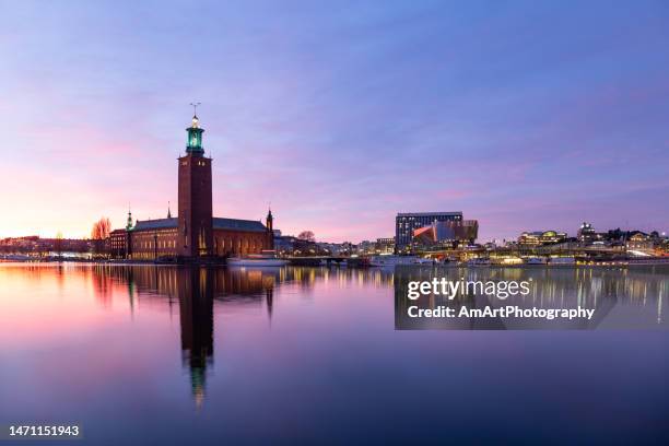 stockholm city hall sweden - stockholm cityscape stock pictures, royalty-free photos & images