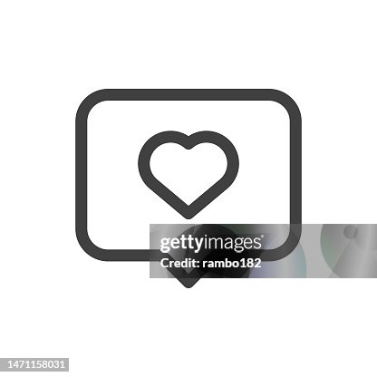 Like Button, Text Messaging, Heart, Speech Bubble Line Vector Icon on White Background. Editable Stroke. Pixel Perfect. For Mobile and Web. Outline Vector Graphics. Like Button, Text Messaging, Heart, Speech Bubble Line Vector Icon on White Background. Editable Stroke. Pixel Perfect. For Mobile and Web. Outline Vector Graphics.