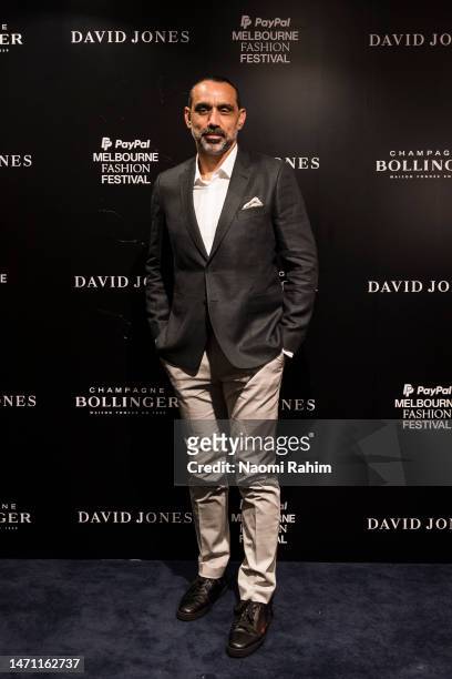 Adam Goodes attends the David Jones AW23 Runway as part of Melbourne Fashion Festival on March 04, 2023 in Melbourne, Australia.
