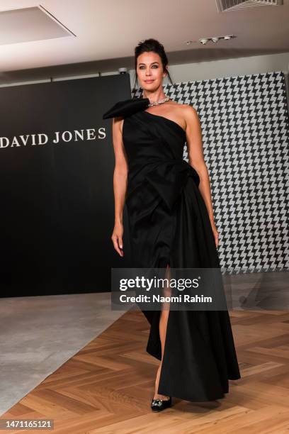 Megan Gale showcases design by Rachel Gilbert on the David Jones AW23 Runway as part of Melbourne Fashion Festival on March 04, 2023 in Melbourne,...