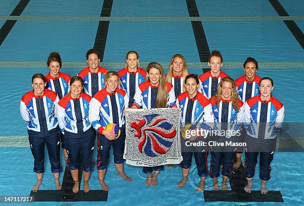 The women's team line up for a photograph during the announcement of the Team GB Water Polo Athletes for the London 2012 Olympic Games at the...