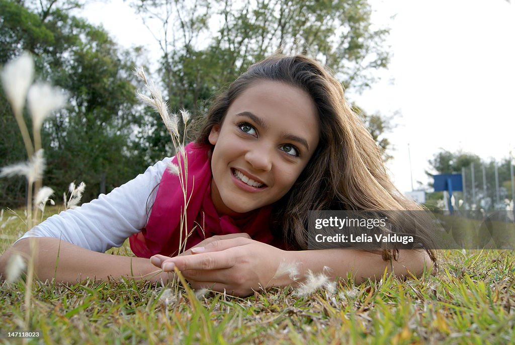 Girl on grass