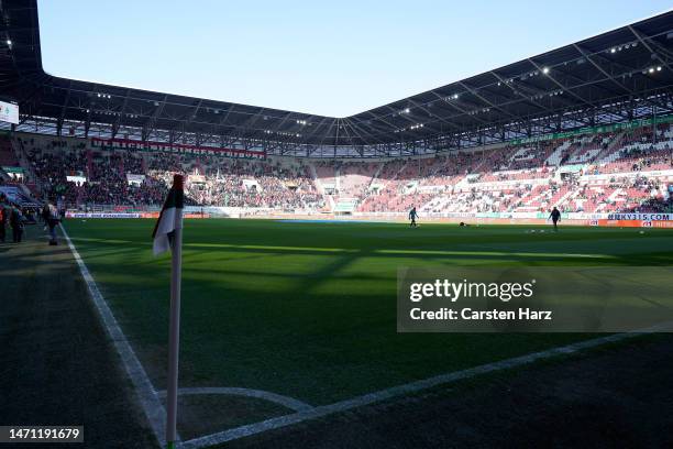 General view of the stadium prior to the Bundesliga match between FC Augsburg and SV Werder Bremen at WWK-Arena on March 04, 2023 in Augsburg,...