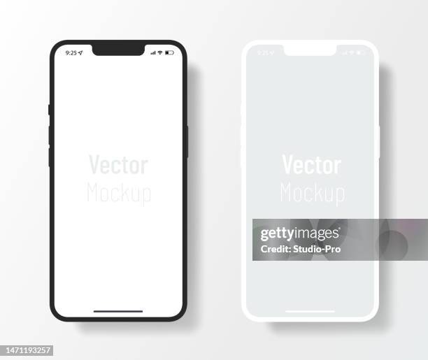 illustrations, cliparts, dessins animés et icônes de maquette de téléphone de conception minimale similaire au modèle d’iphone - smart phone
