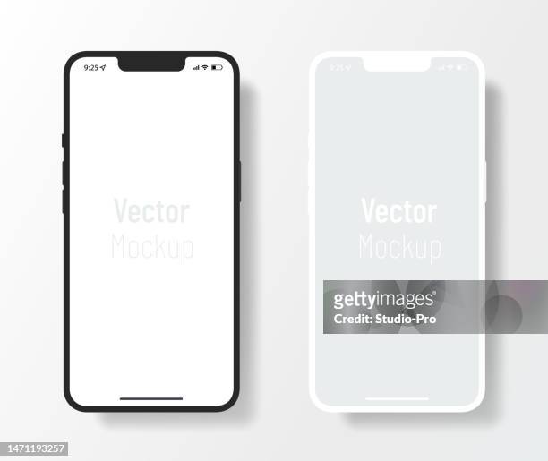 minimal design phone mockup similar to iphone template - smartphone stock illustrations