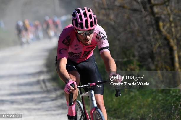 Alberto Bettiol of Italy and Team EF Education – Easypost attacks during the Eroica - 17th Strade Bianche 2023, Men's Elite a 184km one day race from...