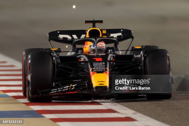 Max Verstappen of the Netherlands driving the Oracle Red Bull Racing RB19 on track during qualifying ahead of the F1 Grand Prix of Bahrain at Bahrain...