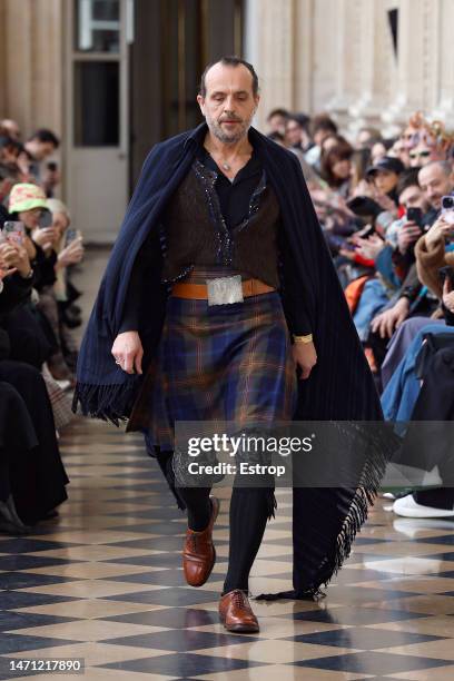 Fashion designer Andreas Kronthaler walks the runway during the Vivienne Westwood Womenswear Fall Winter 2023-2024 show as part of Paris Fashion Week...