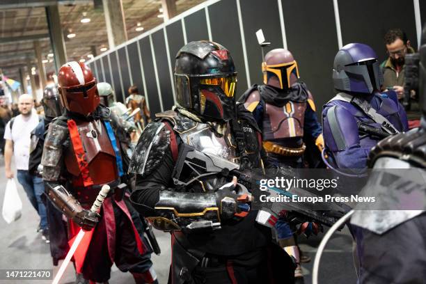 Several people disguised as soldiers participate in the celebration of the third edition of the Salon del Comic de Valencia, on March 4 in Valencia,...