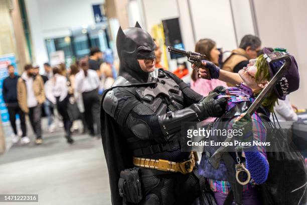 Person dressed as Batman during the celebration of the third edition of the Salon del Comic de Valencia, on March 4 in Valencia, Valencian Community,...