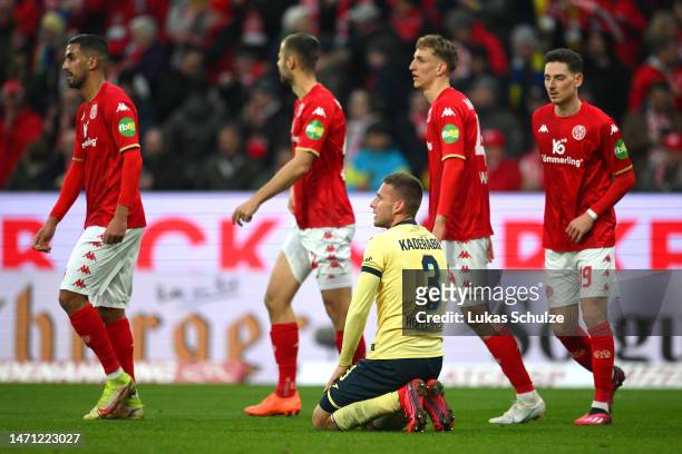 Pavel Kaderabek of TSG Hoffenheim looks dejected following the Bundesliga match between 1. FSV Mainz 05 and TSG Hoffenheim at MEWA Arena on March 04,...