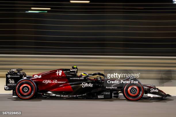 Zhou Guanyu of Alfa Romeo and China during qualifying ahead of the F1 Grand Prix of Bahrain at Bahrain International Circuit on March 04, 2023 in...
