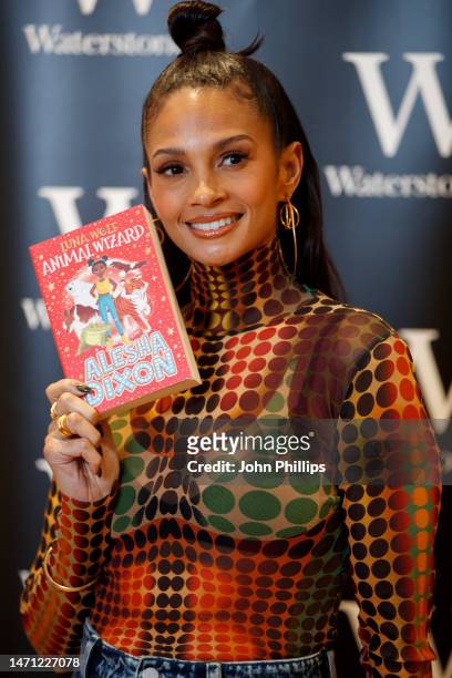 Alesha Dixon attends a book signing for "Luna Wolf: Animal Wizard" at Waterstones, White City on March 04, 2023 in London, England.