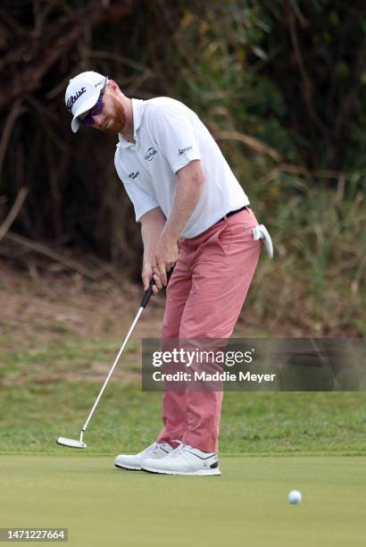 Anders Albertson of the United States putts on the 7th hole during the third round of the Puerto Rico Open at Grand Reserve Golf Club on March 04,...