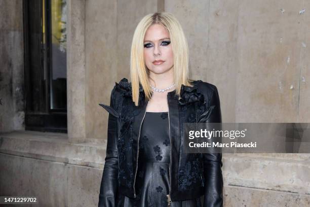 Avril Lavigne attends the Elie Saab Womenswear Fall Winter 2023-2024 show as part of Paris Fashion Week on March 04, 2023 in Paris, France.