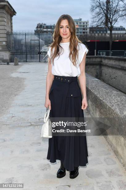 Hannah Redmayne attends the Alexander McQueen FW23 show during Paris Fashion Week at Les Invalides on March 4, 2023 in Paris, France.